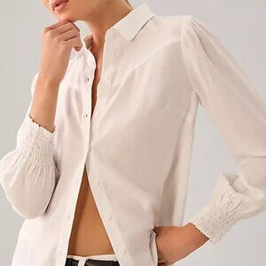 ANTHROPOLOGIE Cloth & Stone Smocked Cuff Buttondown Blouse